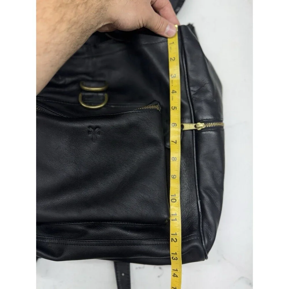 Vintage FRYE Black Genuine Leather Large Backpack w/ Y Pulls